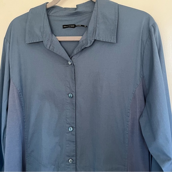 Stella Carakasi Blue Tunic Top Blouse Shirt Size XL Contemporary Lagenlook - Picture 2 of 12
